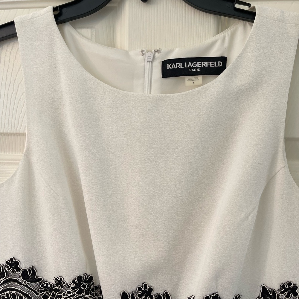 White with black lace waist Karl Lagerfeld sleeveless dress